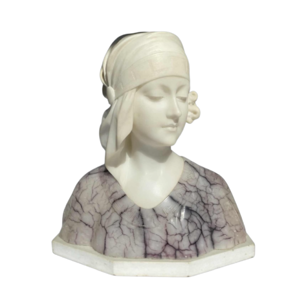 Gustave Van Vaerenbergh Bust of a woman Art Nouveau sculpture in alabaster, ca 1900