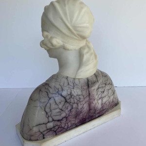 Gustave Van Vaerenbergh Bust of a woman Art Nouveau sculpture in alabaster, ca 1900