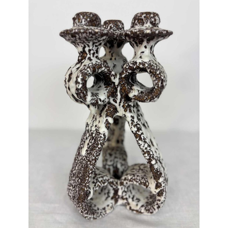 Marius Giuge for Vallauris, large glazed ceramic candelabra, ca 1960-1980