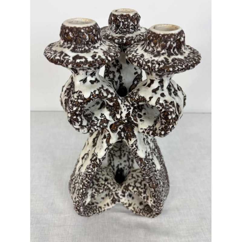 Marius Giuge for Vallauris, large glazed ceramic candelabra, ca 1960-1980