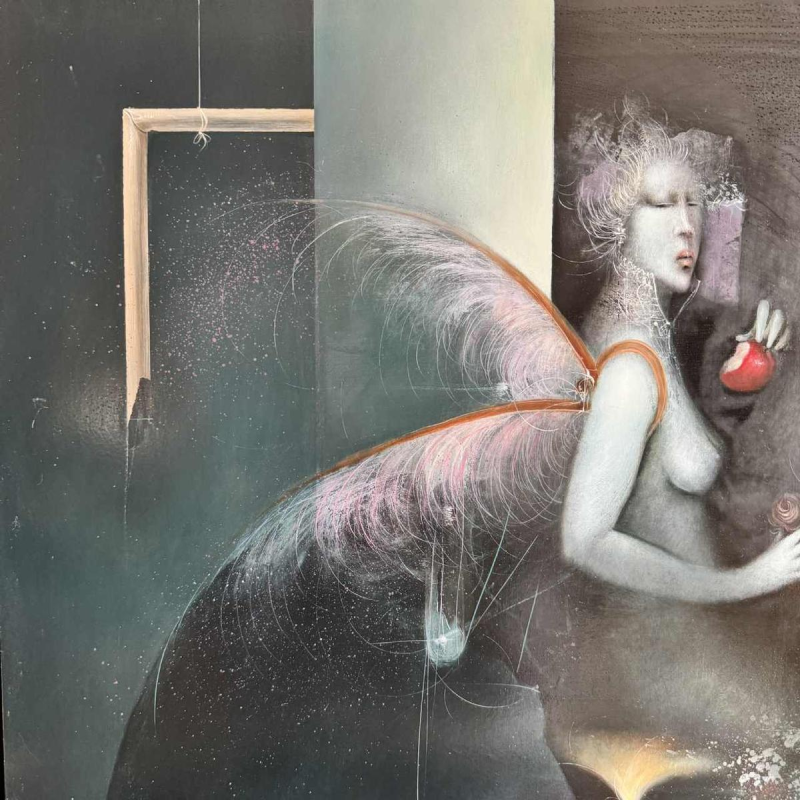 Jean-Claude DRESSE(1946-): « les pommes rouges » peinture