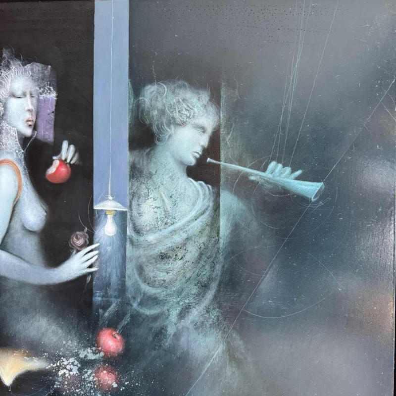 Jean-Claude DRESSE(1946-): « les pommes rouges » peinture