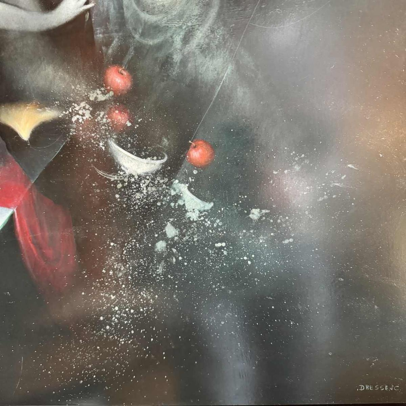 Jean-Claude DRESSE (1946-): « Rode appels » schilderij