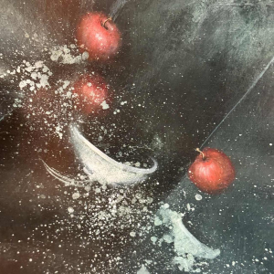 Jean-Claude DRESSE (1946-): « Rode appels » schilderij