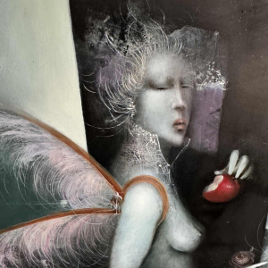 Jean-Claude DRESSE(1946-): « les pommes rouges » peinture