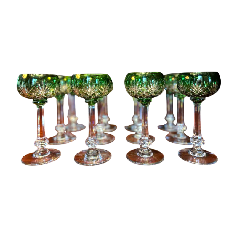 Cristallerie Saint Louis, set of 12 Roemer crystal wine glasses, Massenet model, XXth c