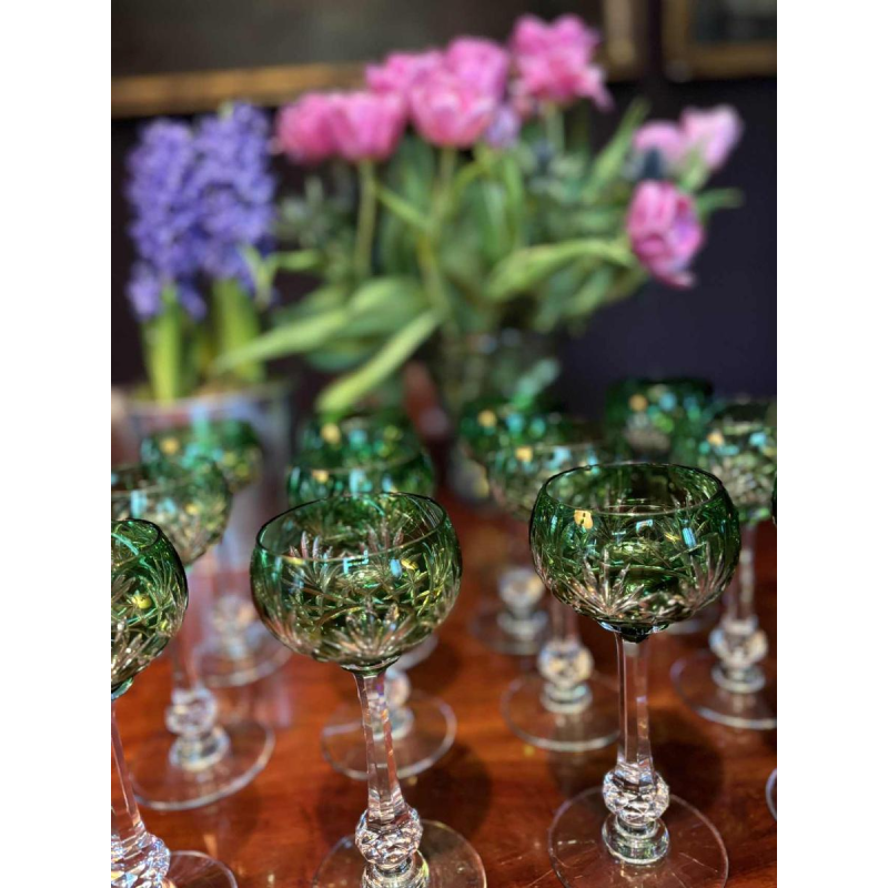 Cristallerie Saint Louis, set of 12 Roemer crystal wine glasses, Massenet model, XXth c