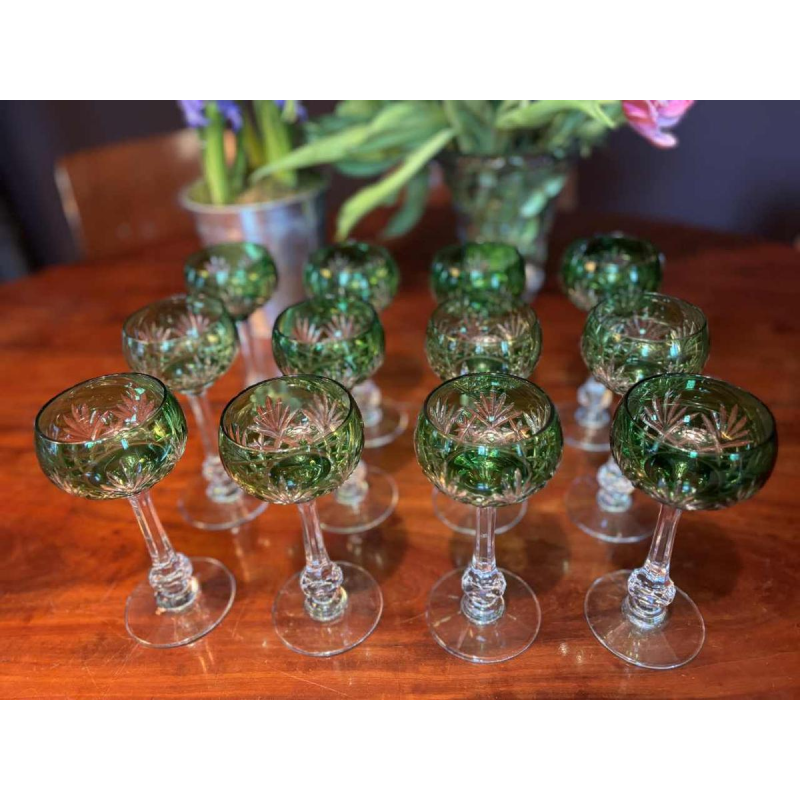Cristallerie Saint Louis, set of 12 Roemer crystal wine glasses, Massenet model, XXth c