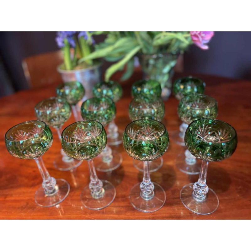 Cristallerie Saint Louis, set of 12 Roemer crystal wine glasses, Massenet model, XXth c