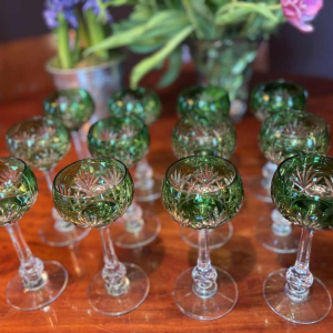 Cristallerie Saint Louis, set of 12 Roemer crystal wine glasses, Massenet model, XXth c