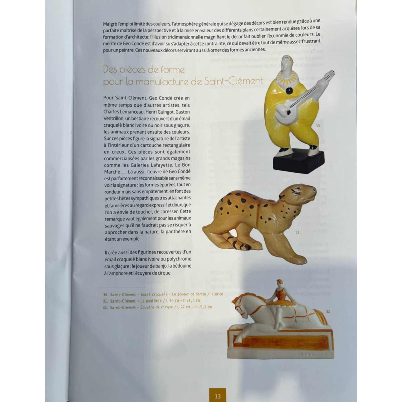 Geo Condé pour Luneville - Saint Clément, Art Deco sculpture The banjo player, polychrome ceramic cracked earthenware, 