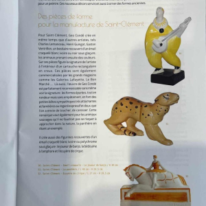 Geo Condé pour Luneville - Saint Clément, sculpture Art Déco " Le joueur de banjo", céramique faience craquelée polychrome,