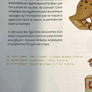 Geo Condé pour Luneville - Saint Clément, sculpture Art Déco " Le joueur de banjo", céramique faience craquelée polychrome,