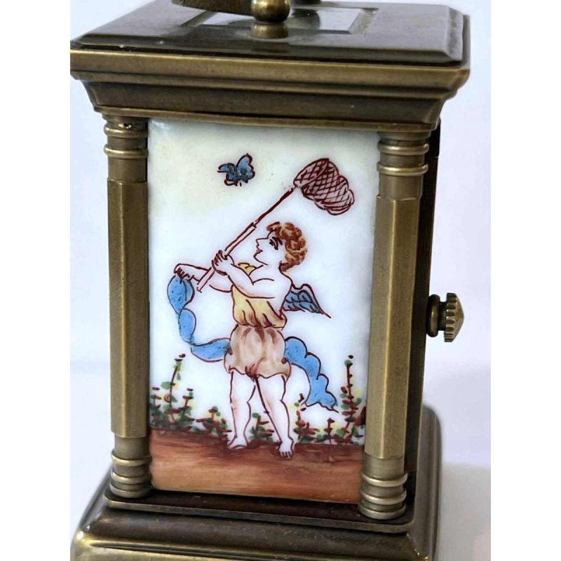 Hands, pendulette de voyage dans son boîtier en laiton, ca 1900