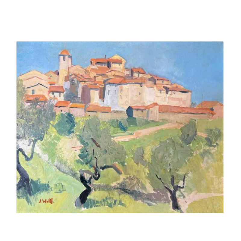 WOLFF José “Paysage provençal “ tableau impressionniste, huile sur panneau
