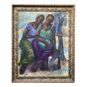 Joseph BANZA ZINGA "two friends" painting oil on canvas