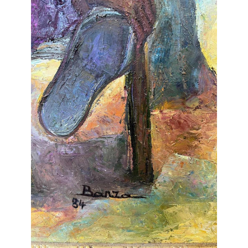 Joseph BANZA ZINGA « deux amies » tableau huile sur toile