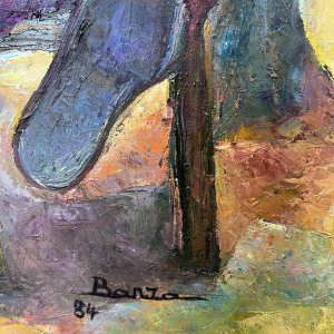 Joseph BANZA ZINGA « deux amies » tableau huile sur toile