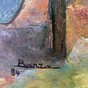 Joseph BANZA ZINGA « deux amies » tableau huile sur toile