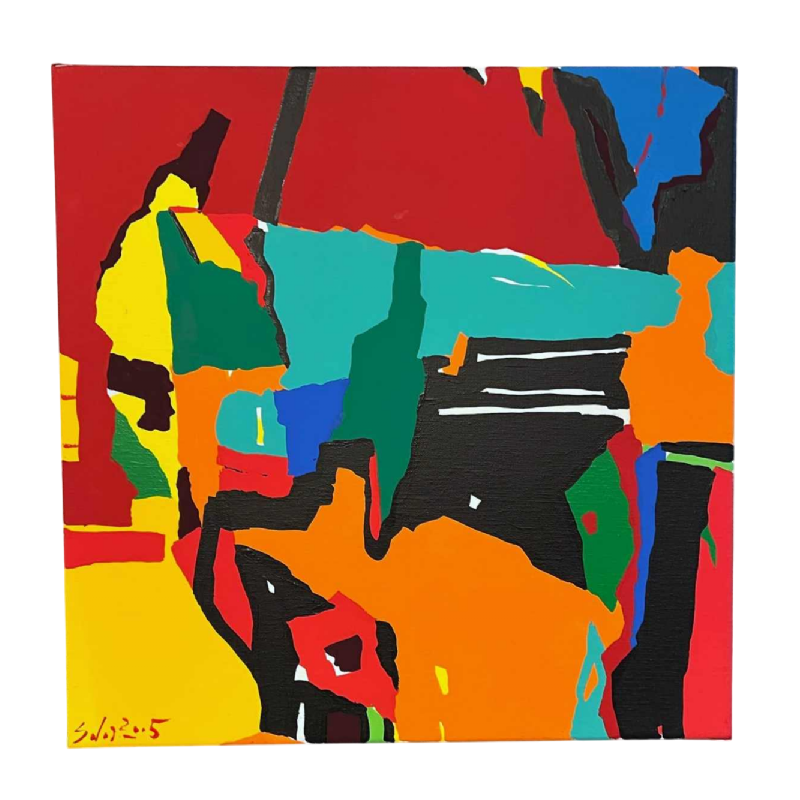 Luis SALAZAR 'Composition abstraite' tableau acrylique sur toile, 2005