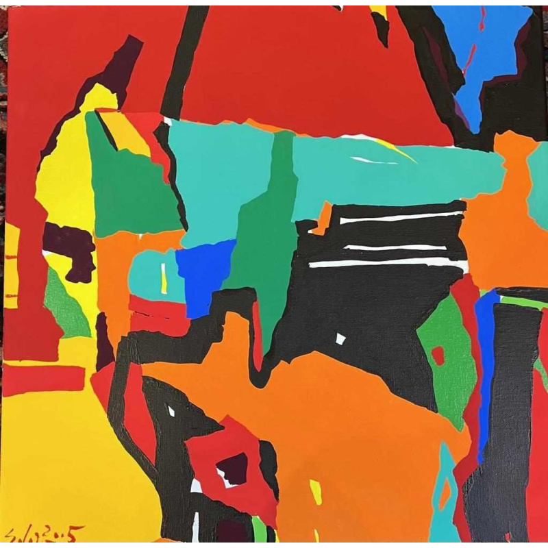 Luis SALAZAR 'Abstracte compositie' acryl op doek, 2005