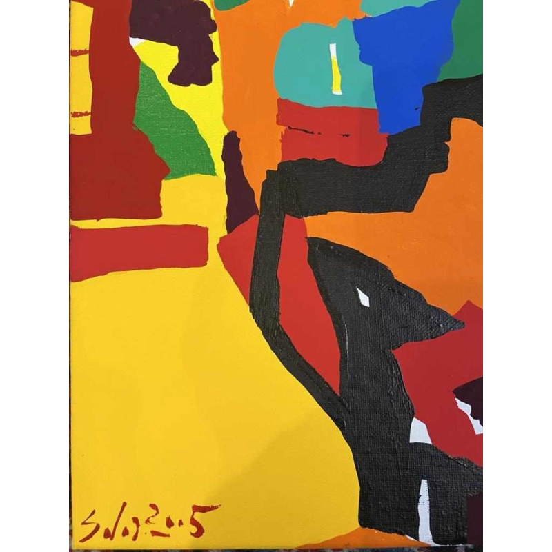 Luis SALAZAR 'Composition abstraite' tableau acrylique sur toile, 2005