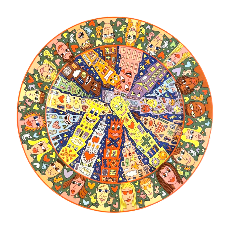 JAMES RIZZI City People Rosenthal Studio-Linie, Street Art porcelain dish numbered 694/1500, ca 1980
