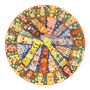 JAMES RIZZI City People Rosenthal Studio-Linie, Street Art porcelain dish numbered 694/1500, ca 1980