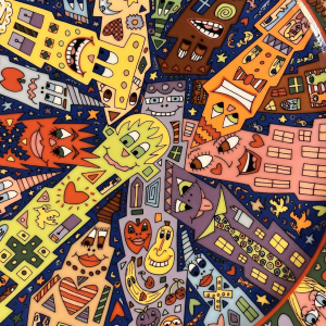 JAMES RIZZI City People Rosenthal Studio-Linie, Street Art porcelain dish numbered 694/1500, ca 1980