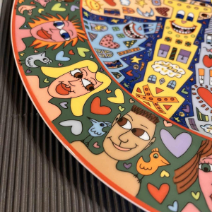 JAMES RIZZI City People Rosenthal Studio-Linie, Street Art porcelain dish numbered 694/1500, ca 1980