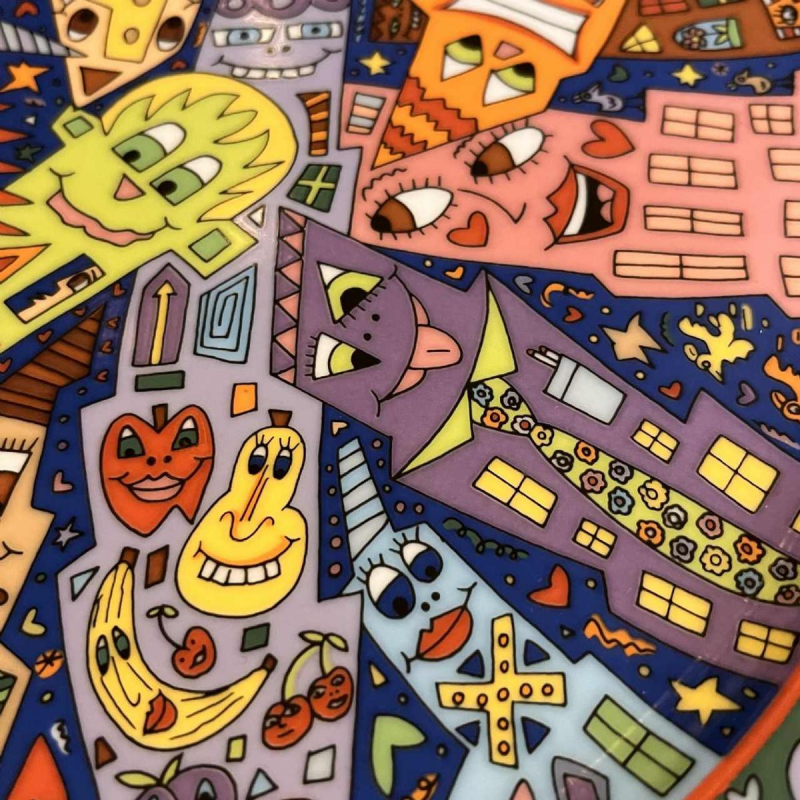 JAMES RIZZI City People Rosenthal Studio-Linie, Street Art porcelain dish numbered 694/1500, ca 1980