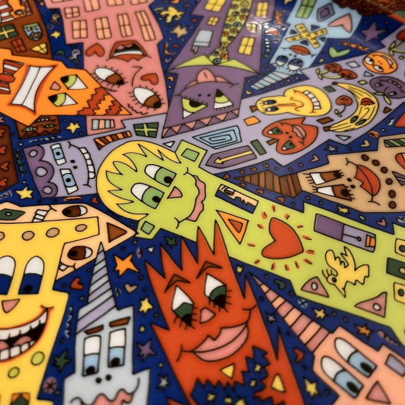 JAMES RIZZI 'City People' Rosenthal Studio-Linie, Street Art porseleinen schaal genummerd 694/1500, ca 1980