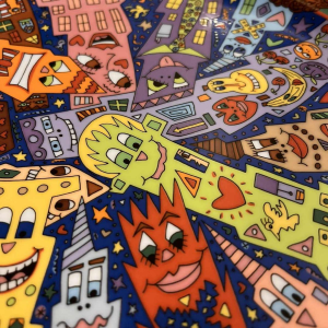 JAMES RIZZI 'City People' Rosenthal Studio-Linie, Street Art porseleinen schaal genummerd 694/1500, ca 1980