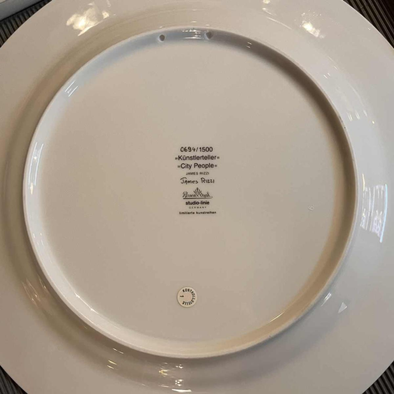 JAMES RIZZI City People Rosenthal Studio-Linie, Street Art porcelain dish numbered 694/1500, ca 1980