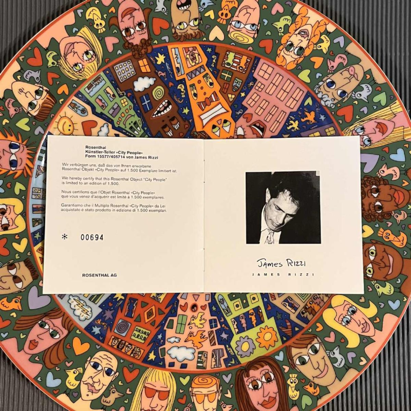 JAMES RIZZI 'City People' Rosenthal Studio-Linie, plat/assiette Street Art en porcelaine nume´rote´ 694/1500, ca 1980