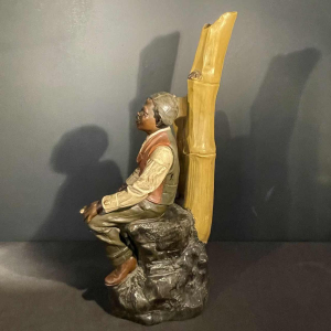 JOHANN MARESCH, " La pause " Sculpture, afro-américain en terre cuite, 1890