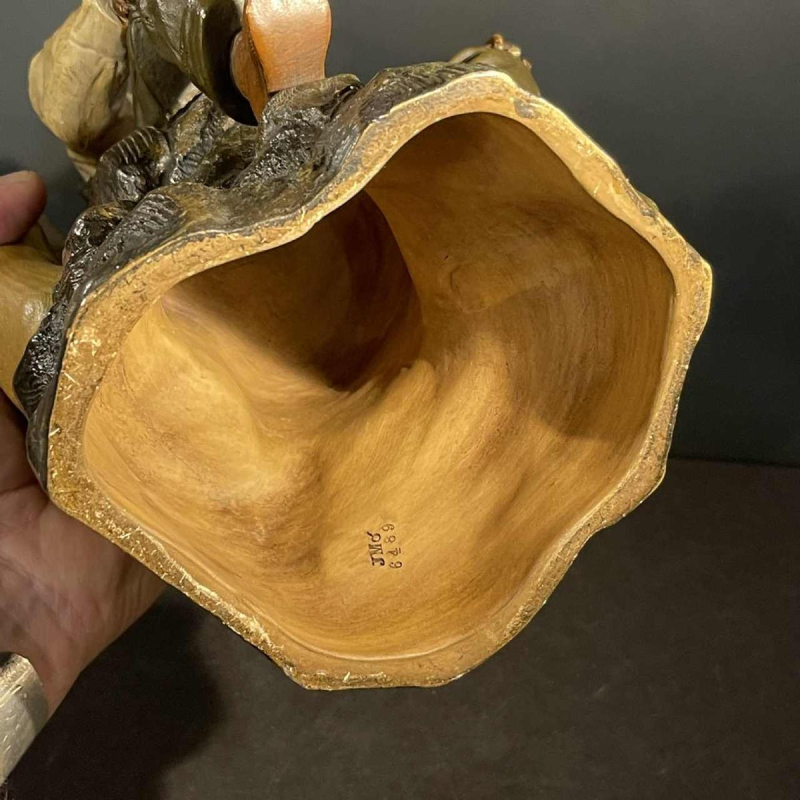 JOHANN MARESCH, " La pause " Sculpture, afro-américain en terre cuite, 1890