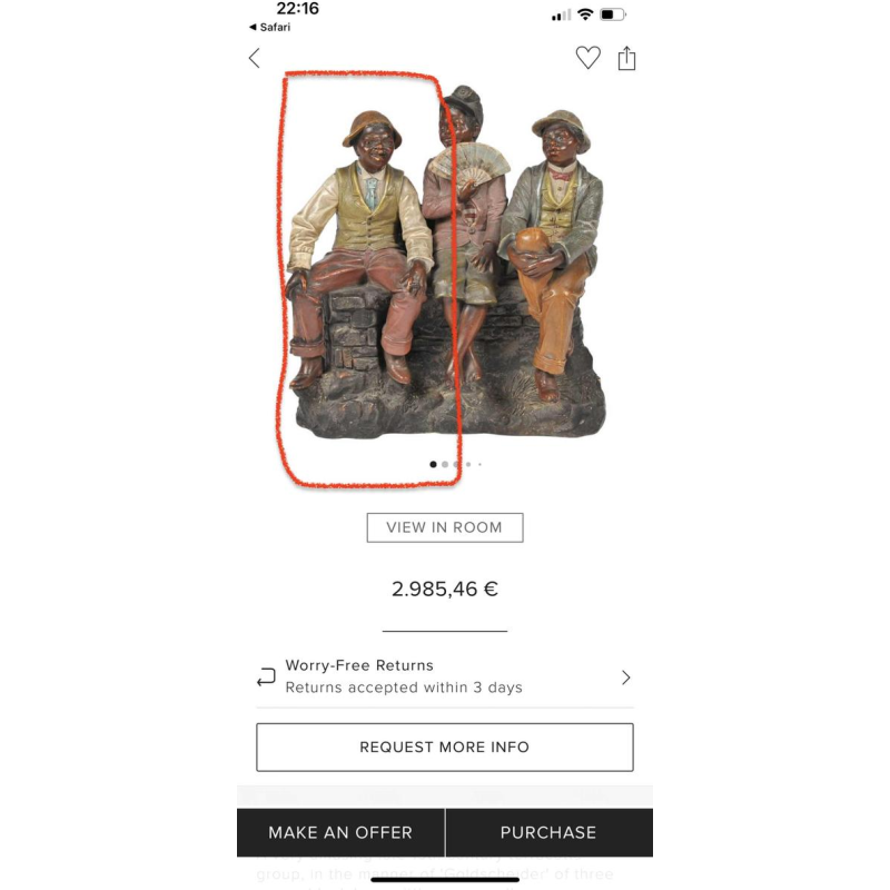 JOHANN MARESCH, " La pause " Sculpture, afro-américain en terre cuite, 1890