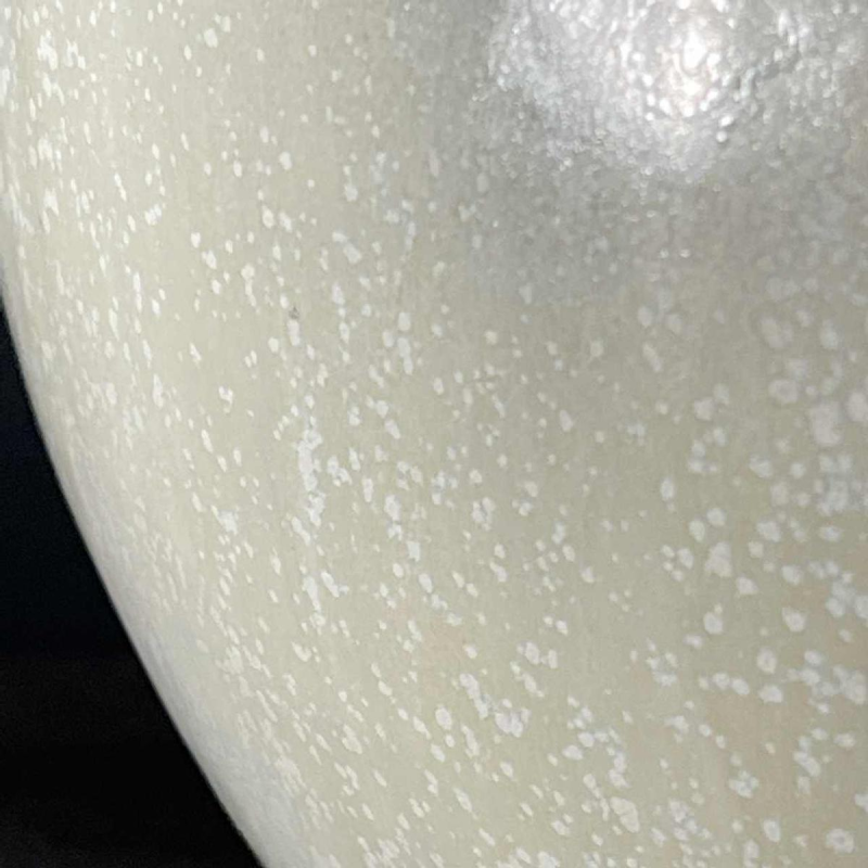 ROGER GUERIN, vase céramique boule Art Déco, forme R030 blanche, grès de Bouffioulx, ca 1925