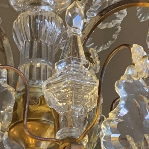 Large Cage Chandelier Louis XV Style Bronze Daggers Crystal, 19th Napoleon III