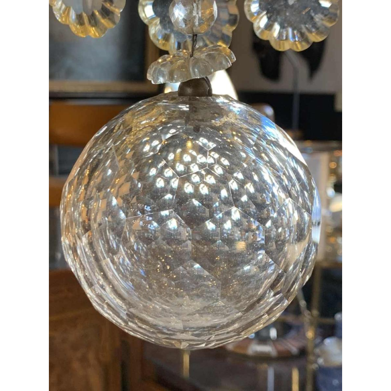 Grote kooikroonluchter Louis XV-stijl bronzen dolken kristal, 19e Napoleon III