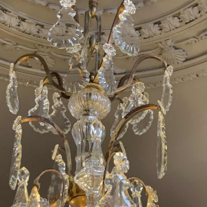 Grote kooikroonluchter Louis XV-stijl bronzen dolken kristal, 19e Napoleon III