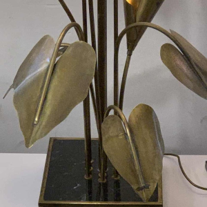 MAISON JANSEN, Palm Brass tafellamp / vloerlamp, Arum Flowers jaren 70