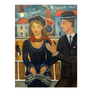 Marcel HOCQ «Op de Kade » schilderij olie op doek