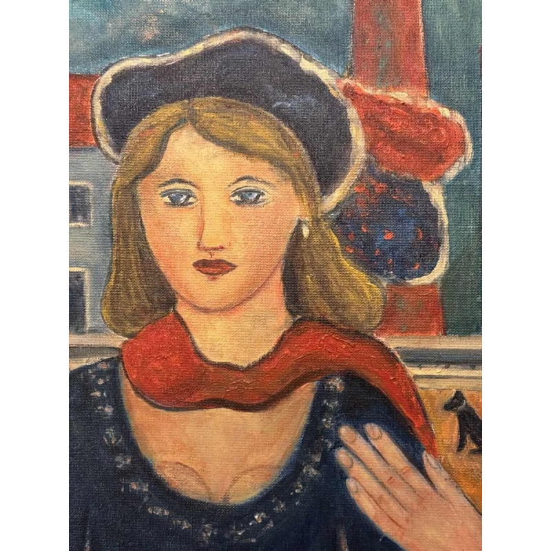 Marcel HOCQ «Op de Kade » schilderij olie op doek