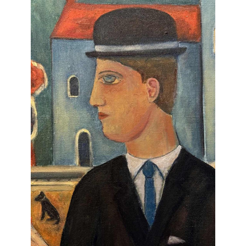 Marcel HOCQ «Op de Kade » schilderij olie op doek