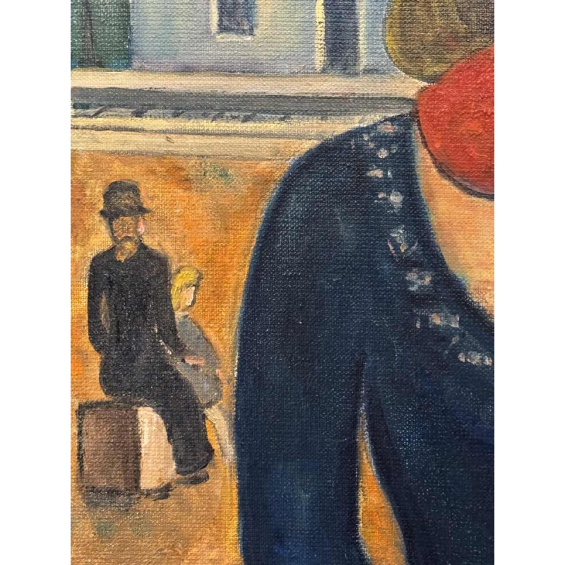 Marcel HOCQ « On the platform » painting oil on canvas