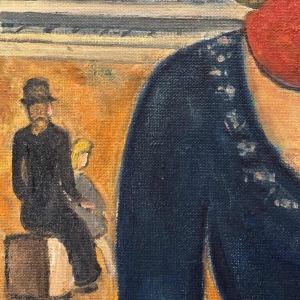 Marcel HOCQ « On the platform » painting oil on canvas