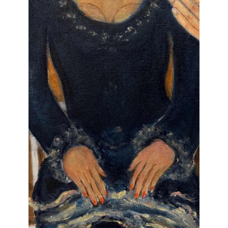 Marcel HOCQ «Op de Kade » schilderij olie op doek