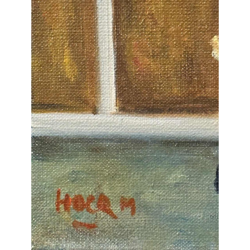 Marcel HOCQ «Op de Kade » schilderij olie op doek